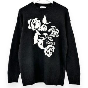 Zara Black Knitted "Roses" Sweater